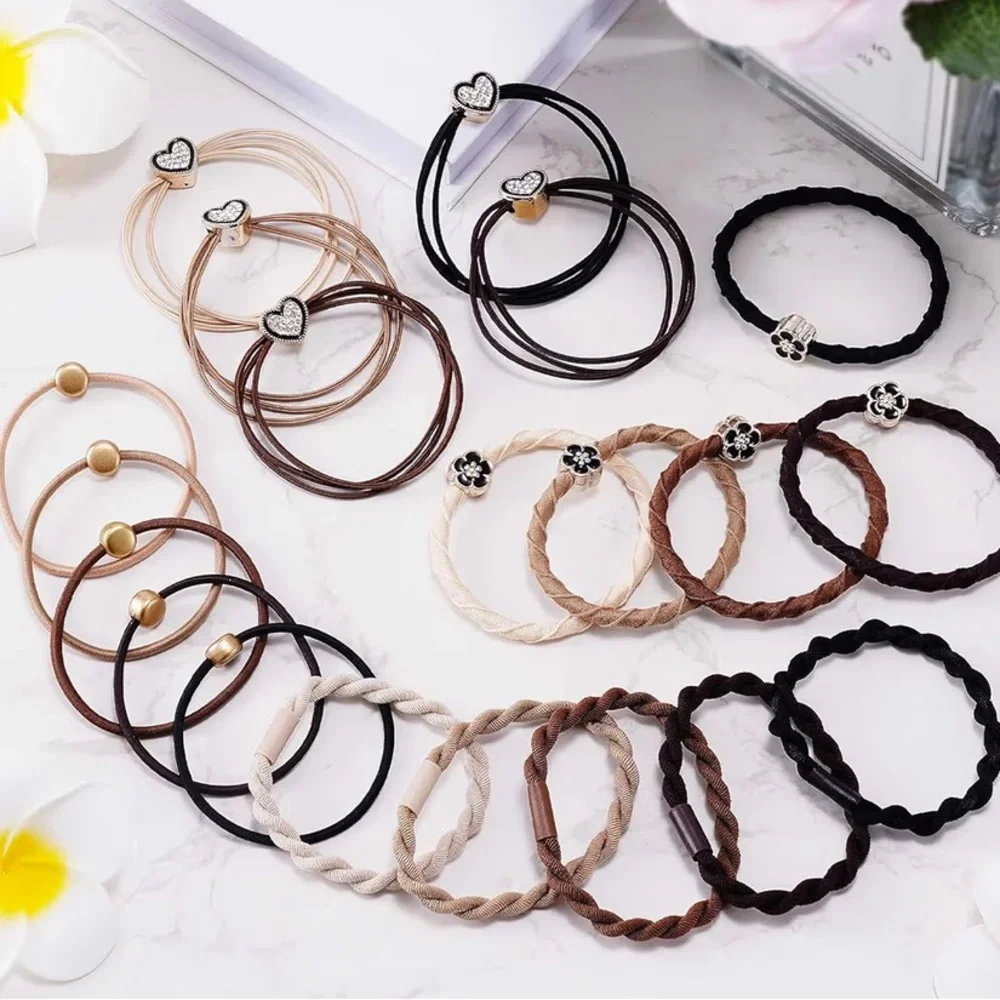 Hair Ties Retro Y2K Cottagecore Bohemian Bracelets Set - NEW - Neautral